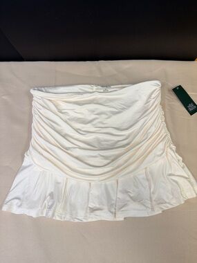 Wild Fable Women’s White Ruched Ruffle Shirt medium new stretchable comfortable